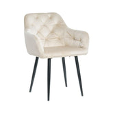 Pachet 3+1 Scaun tip fotoliu living/dining, bej, tapiserie catifea, cadru metalic, fix, Velvet